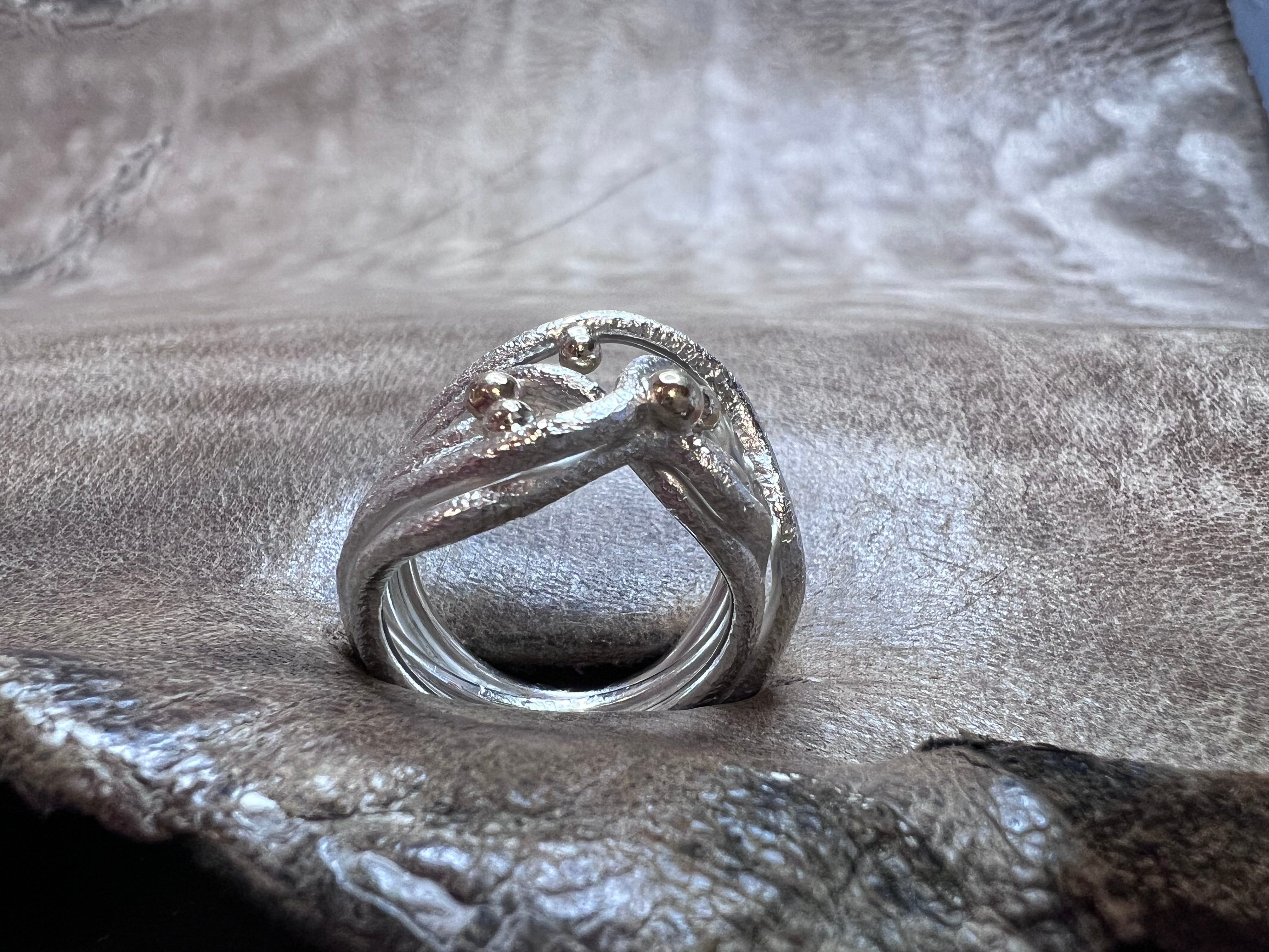 Sandbølge sølv ring med 5 tråde