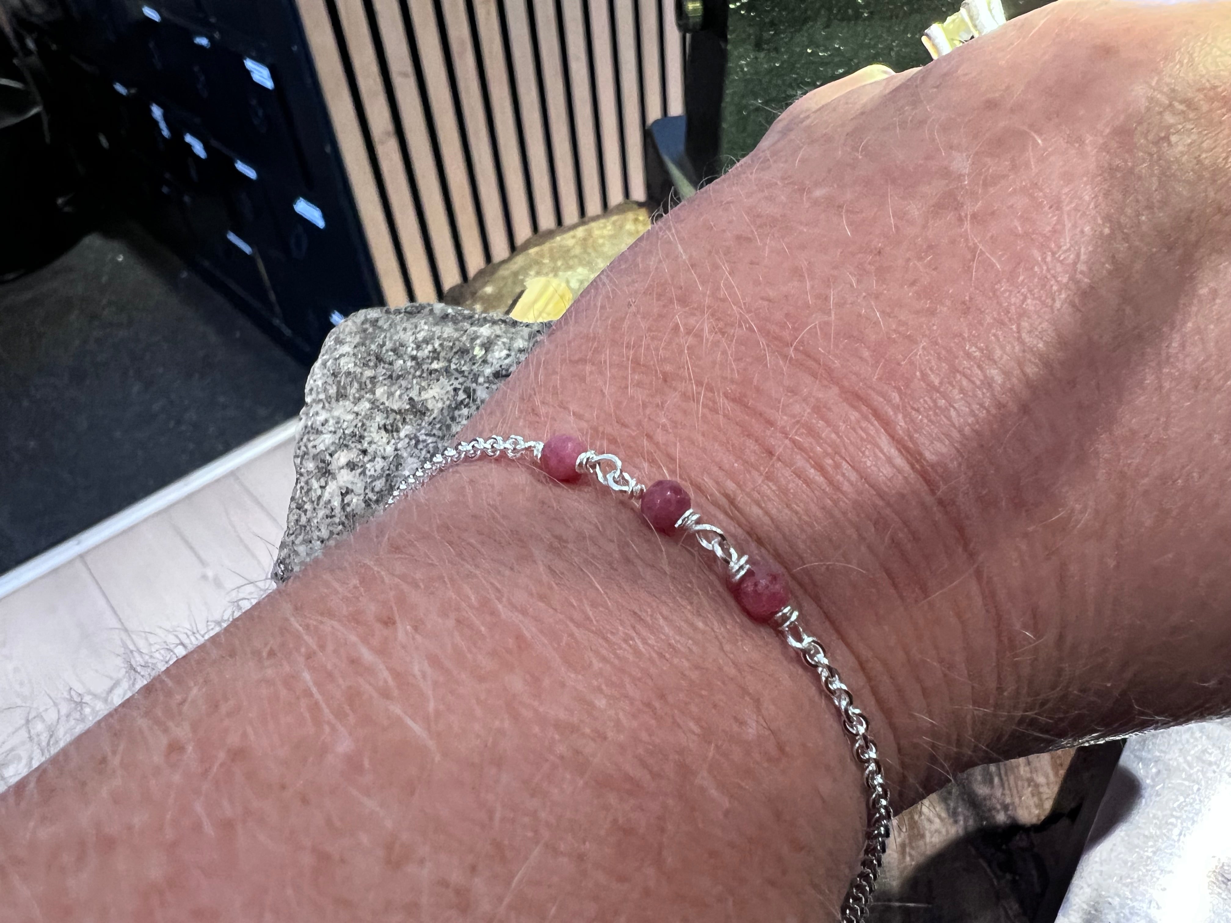 Rubin armbånd sølv