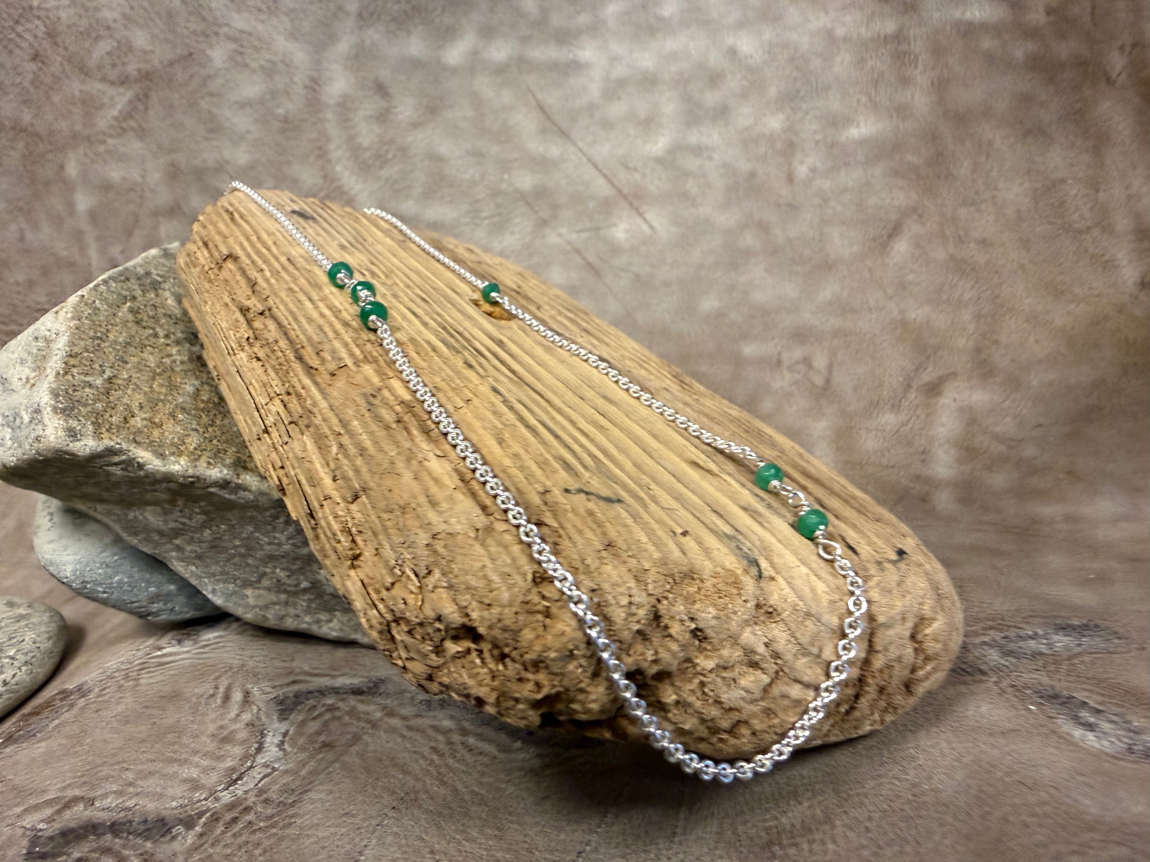 Smaragd kæde sølv