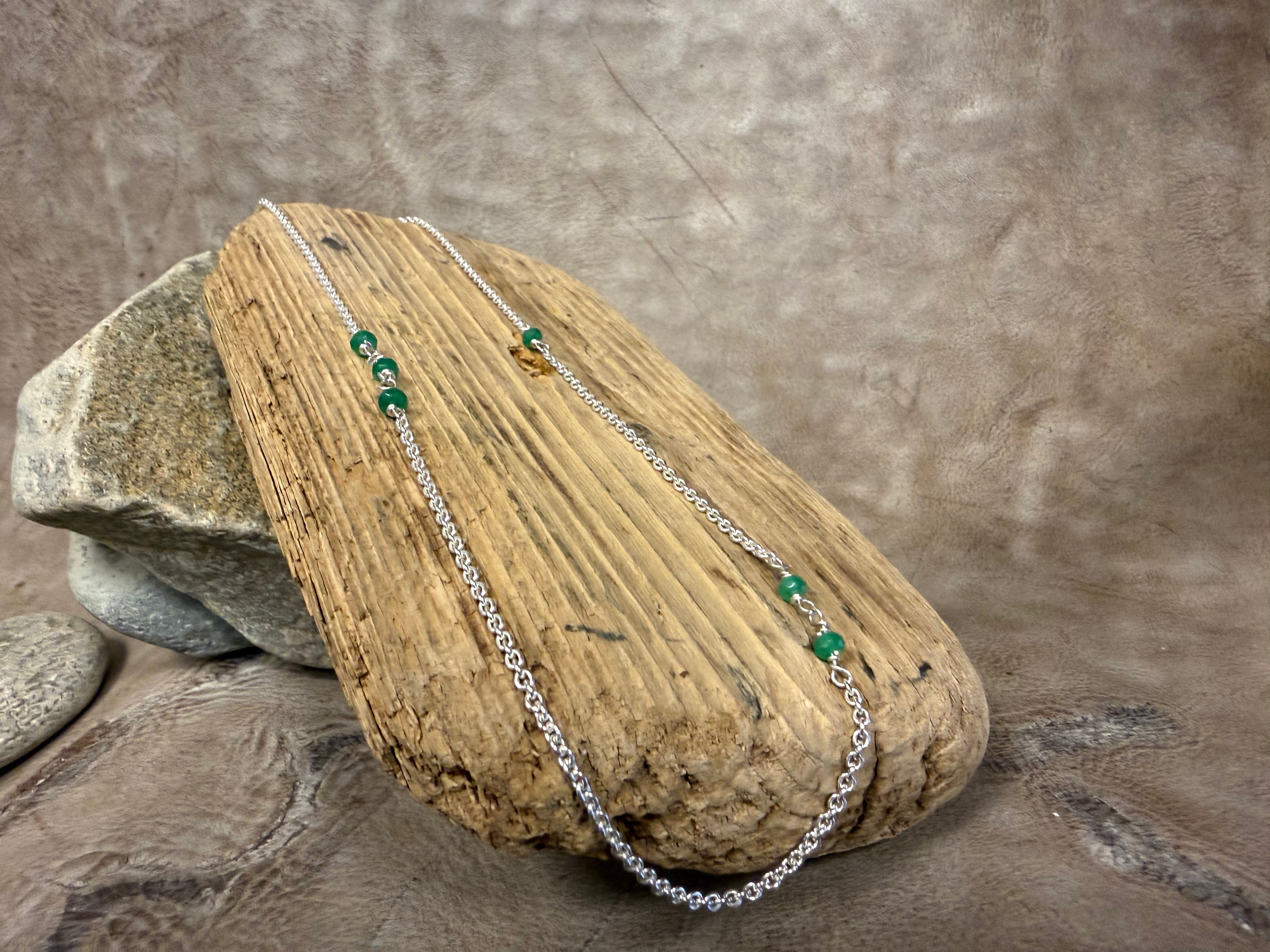 Smaragd kæde sølv