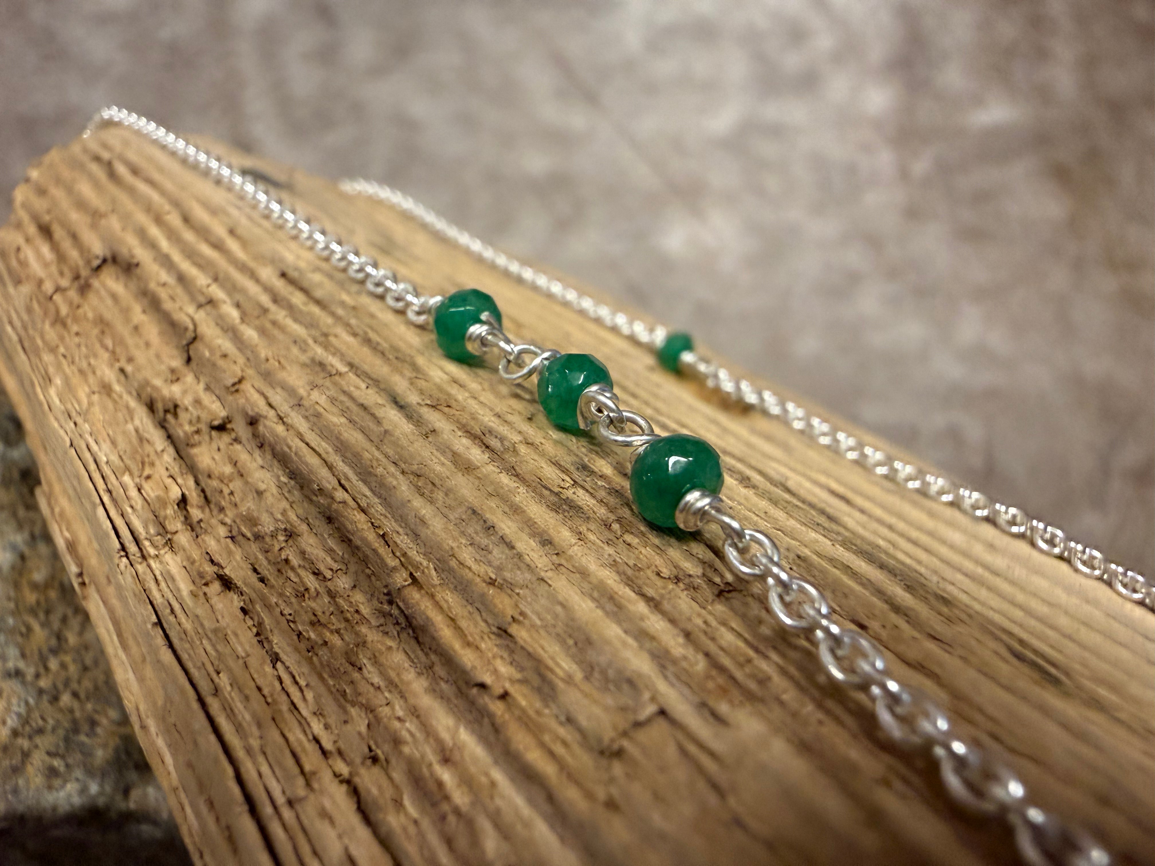 Smaragd kæde sølv