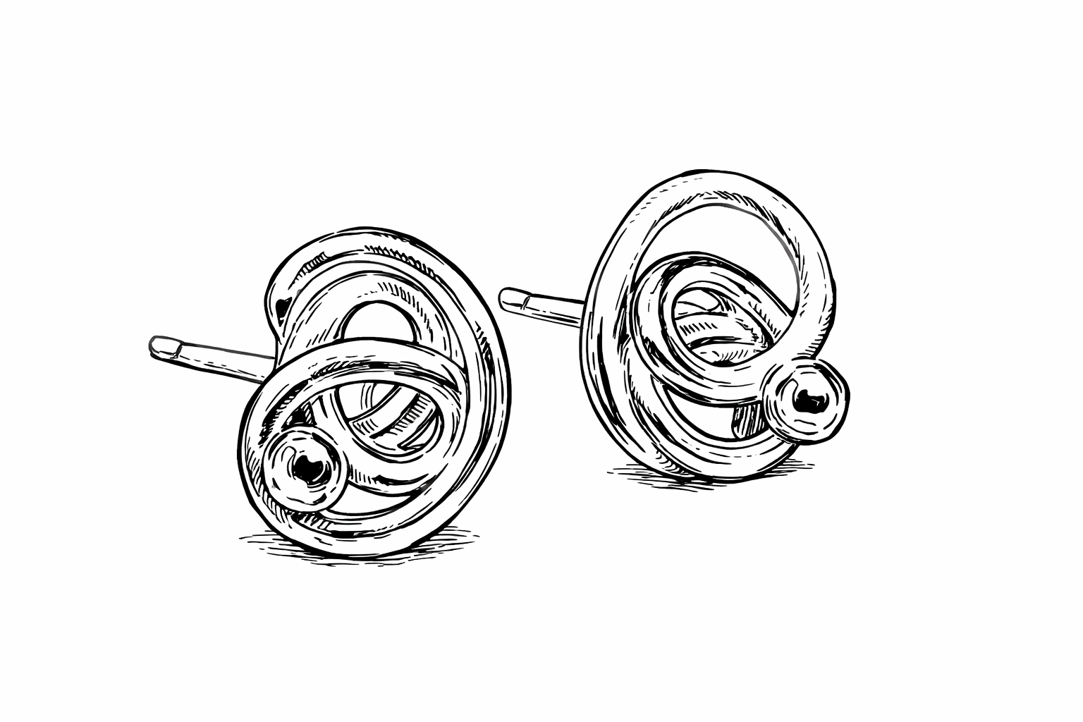 Øreringe håndlavede som vesterhavs dråbe med guld kugler