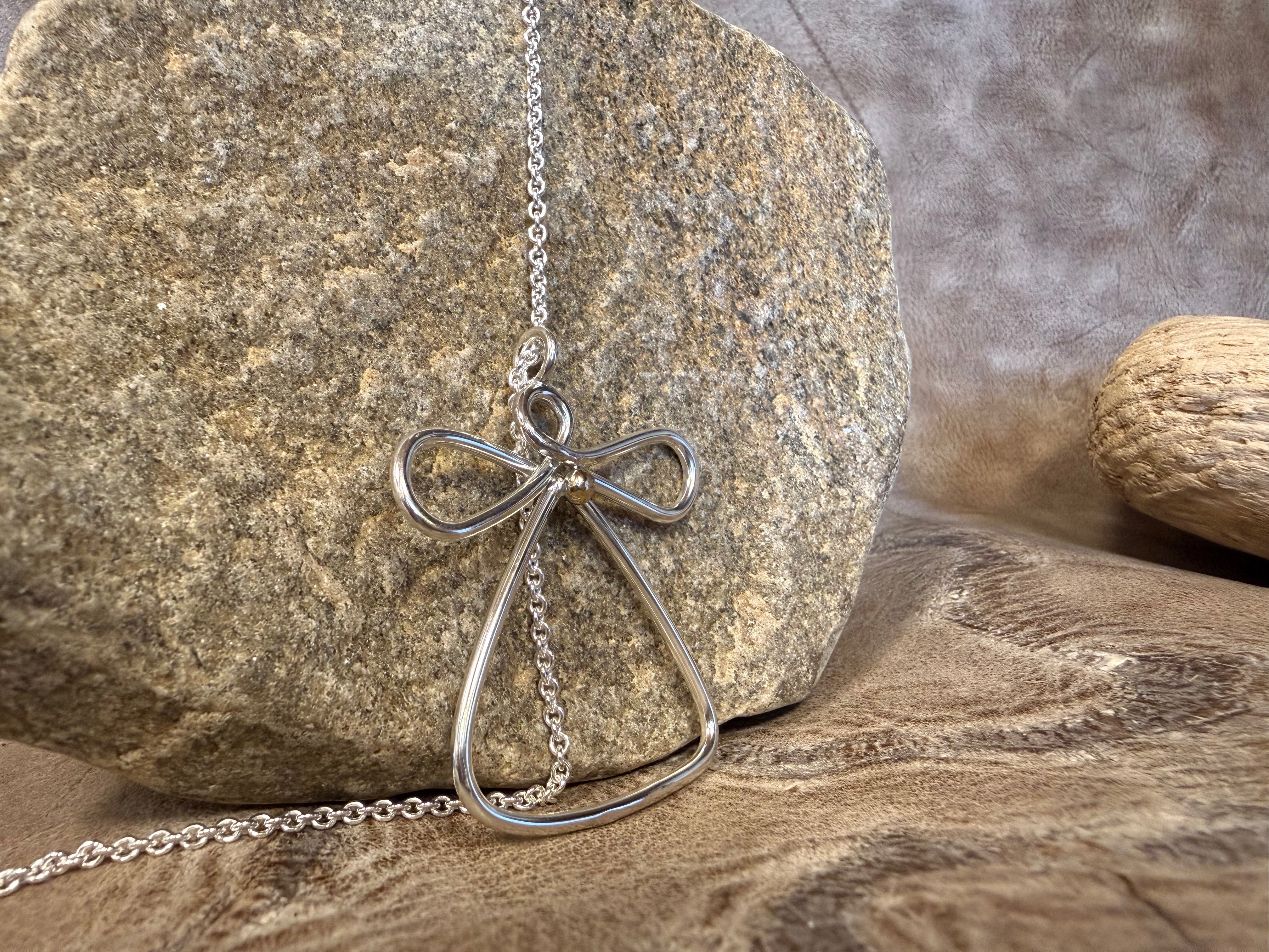 Vesterhavs engel stor sølv med et hjerte af guld