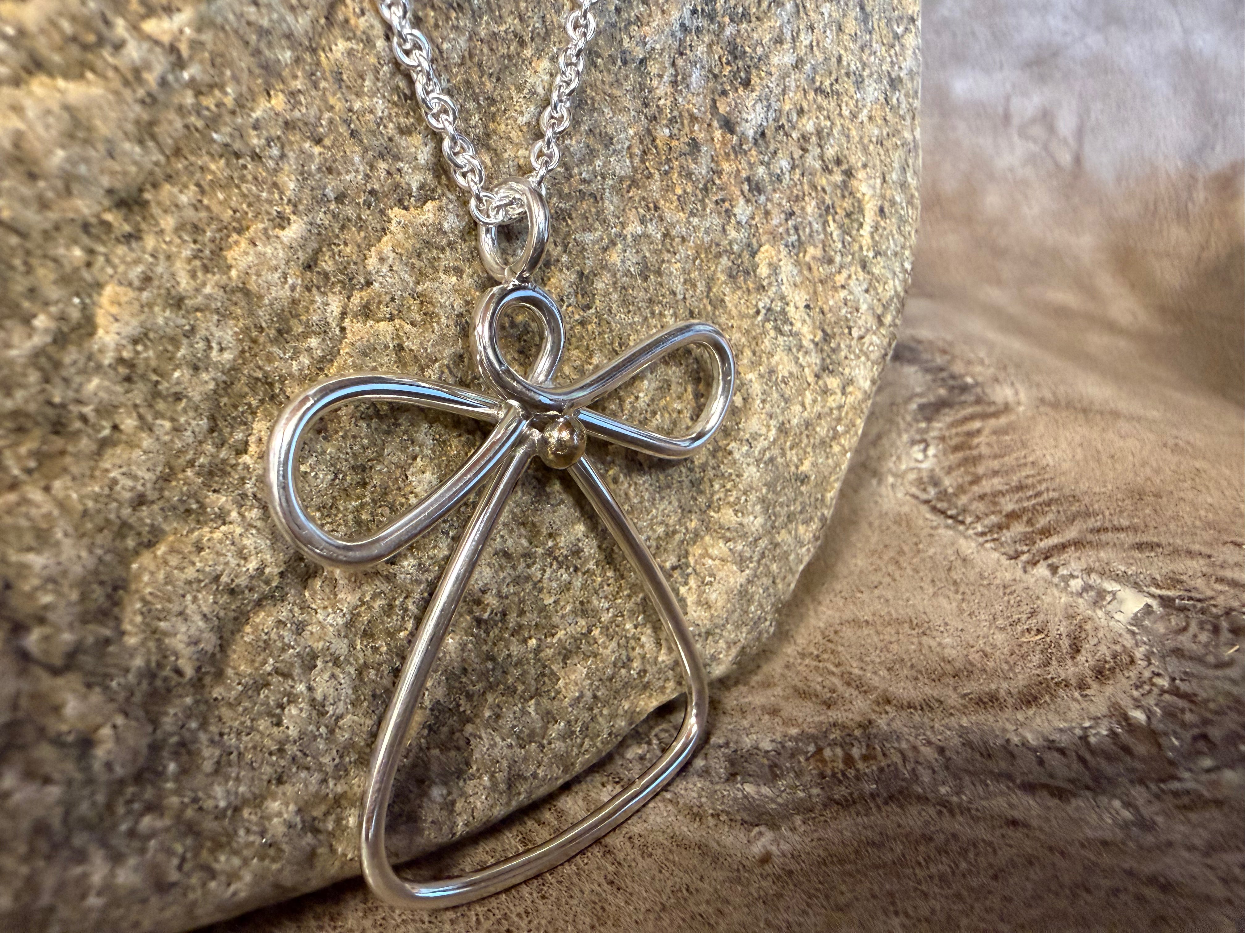 Vesterhavs engel stor sølv med et hjerte af guld