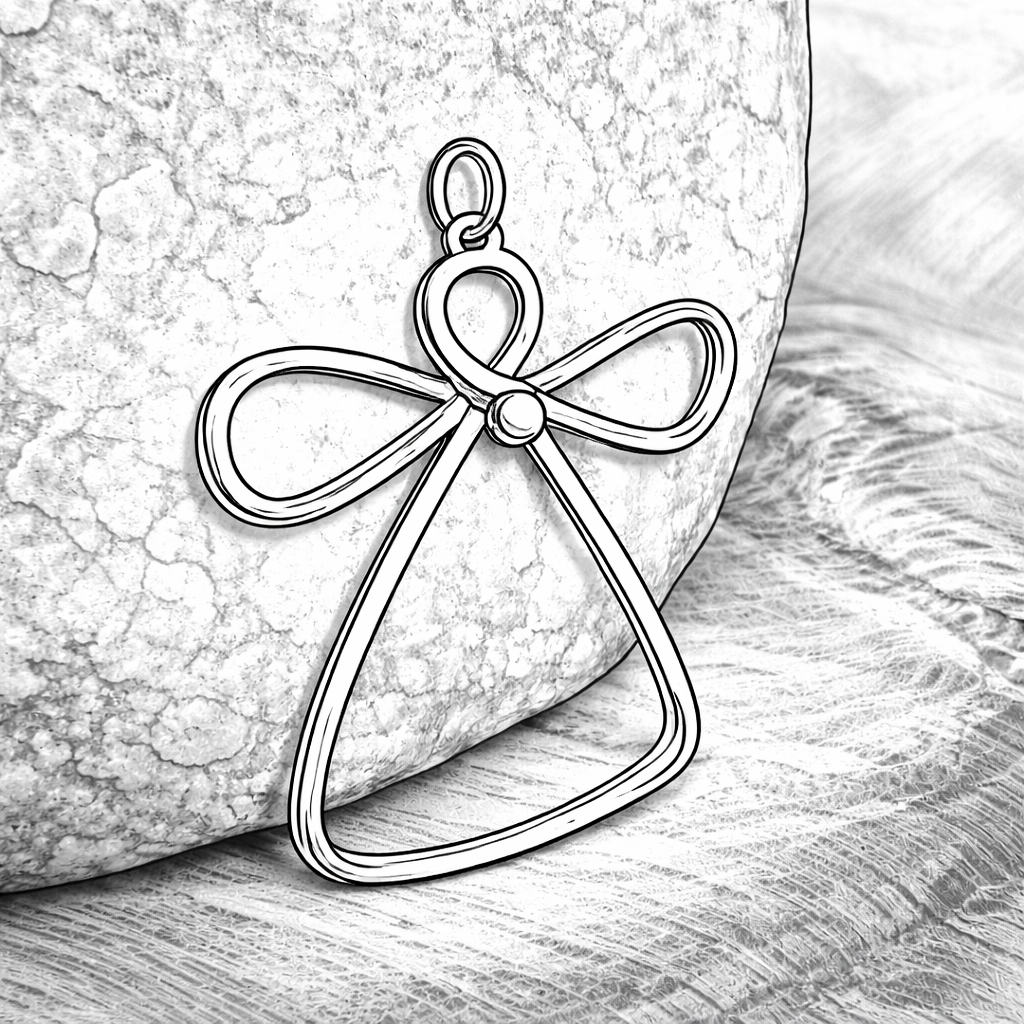 Vesterhavs engel stor sølv med et hjerte af guld