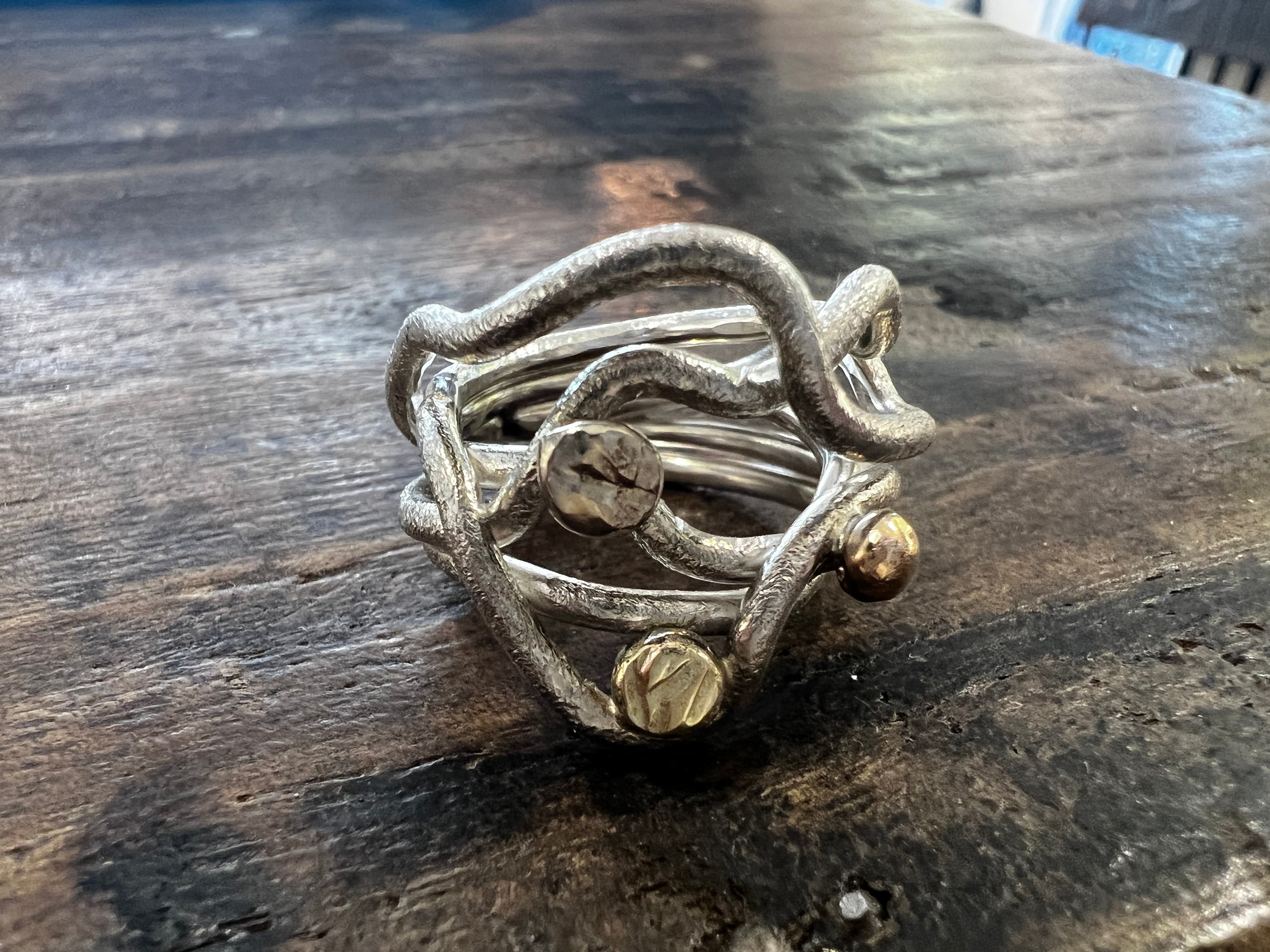 Sandbølge sølv ring med 5 tråde